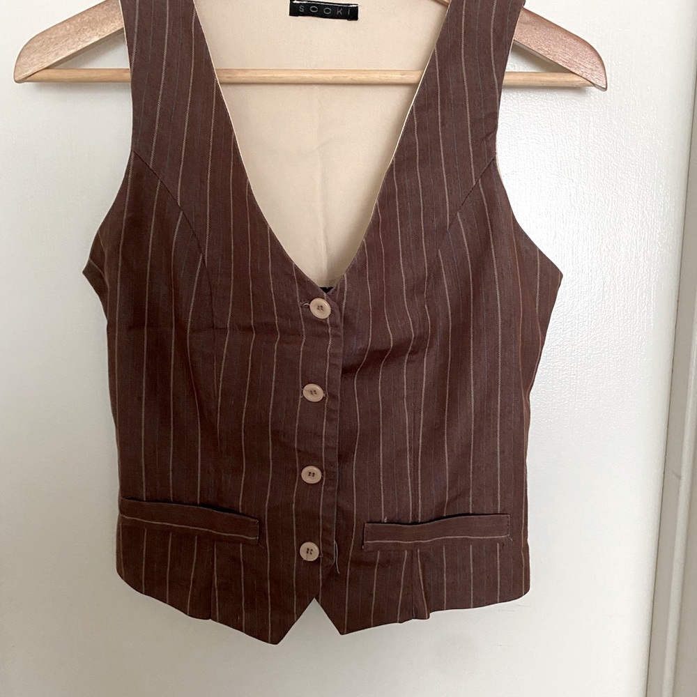 Women’s Small Brown Pinstriped Best/Waistcoat